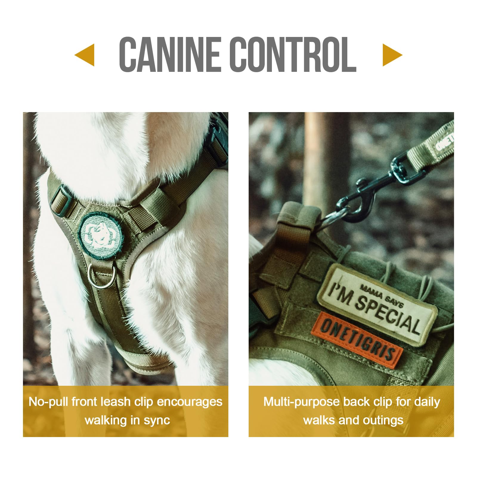 OneTigris Ranger Green harness with adjustable buckles for a precise fit.