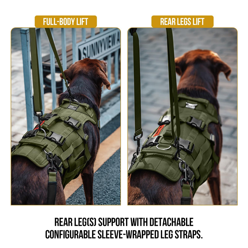 ONETIGRIS dog lift harness side view enables easy positioning for lifting.