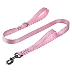 OneTigris pink hand held no pull dog leash with dual padded grips for control