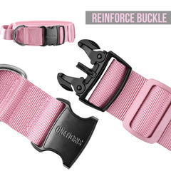 ONETIGRIS heavy-duty metal buckle dog collar delivers durable closure for strong dogs.