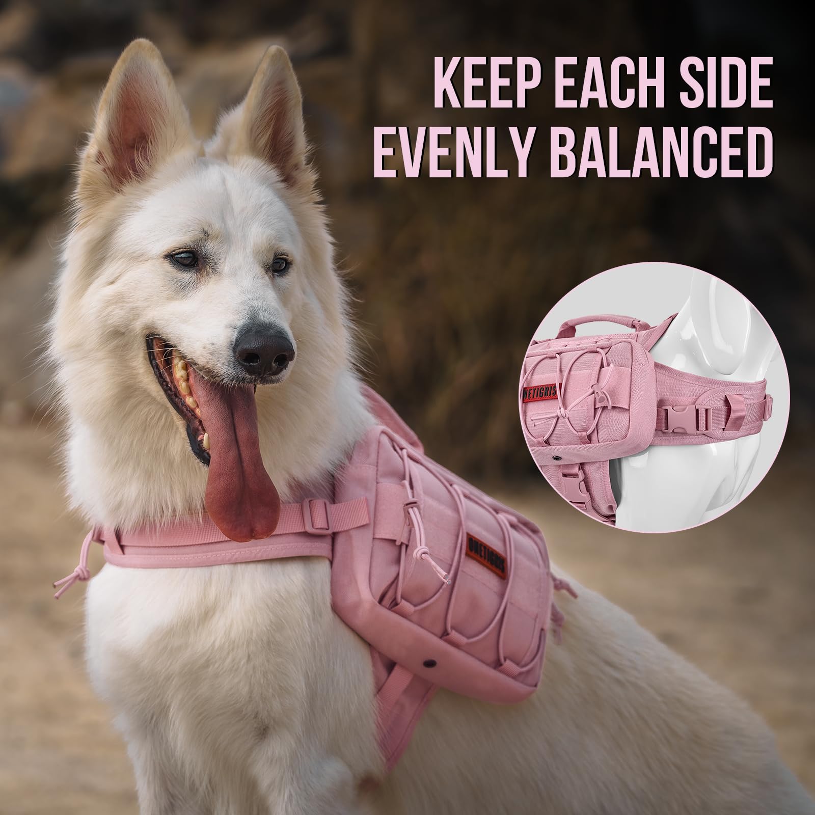ONETIGRIS large version with reinforced grab handle for easy leash access