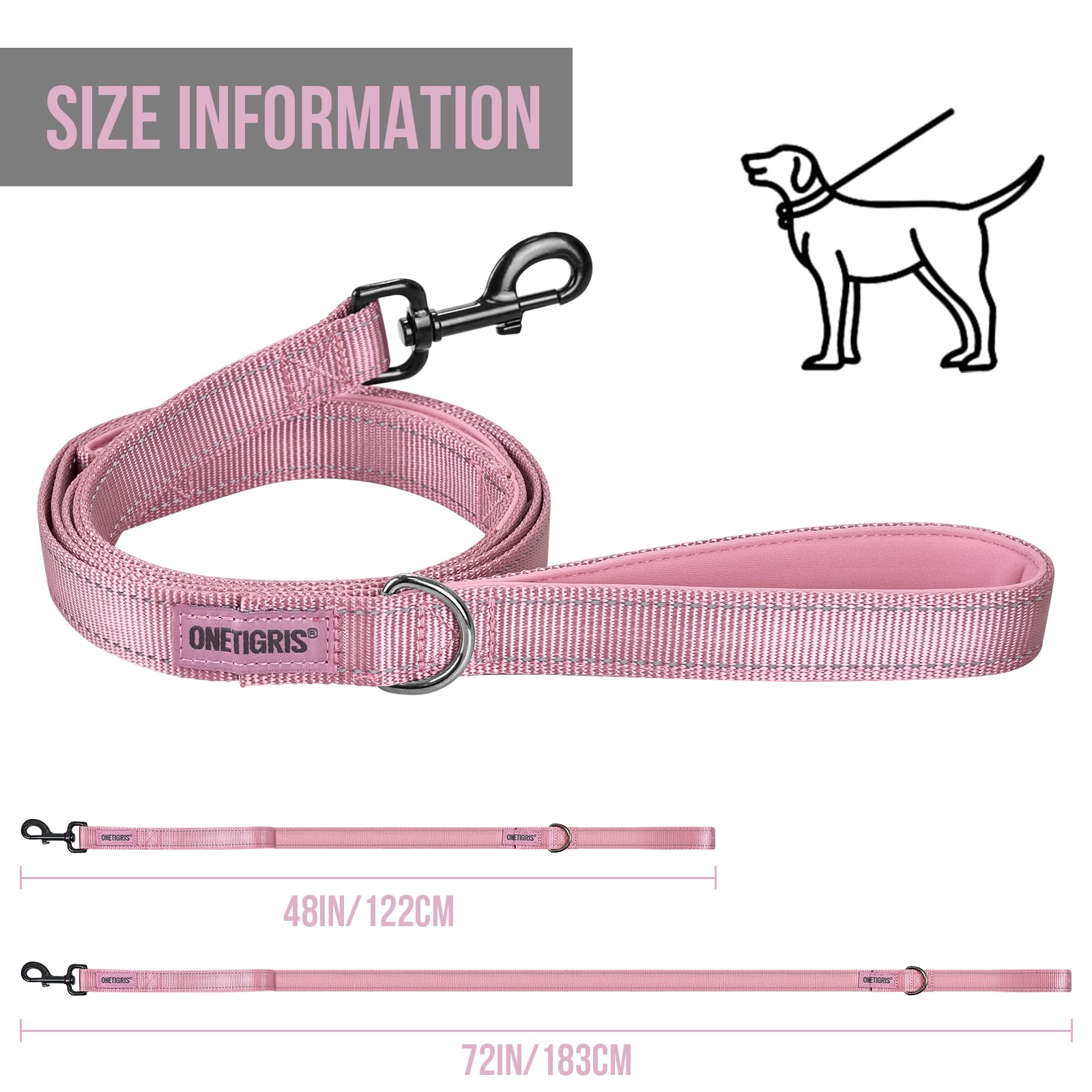 OneTigris leash with reflective threads for safer night walking
