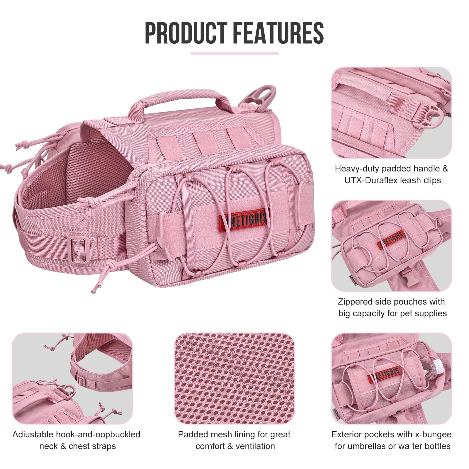 OneTigris Mammoth Dog Pack side pockets enable easy access to treats