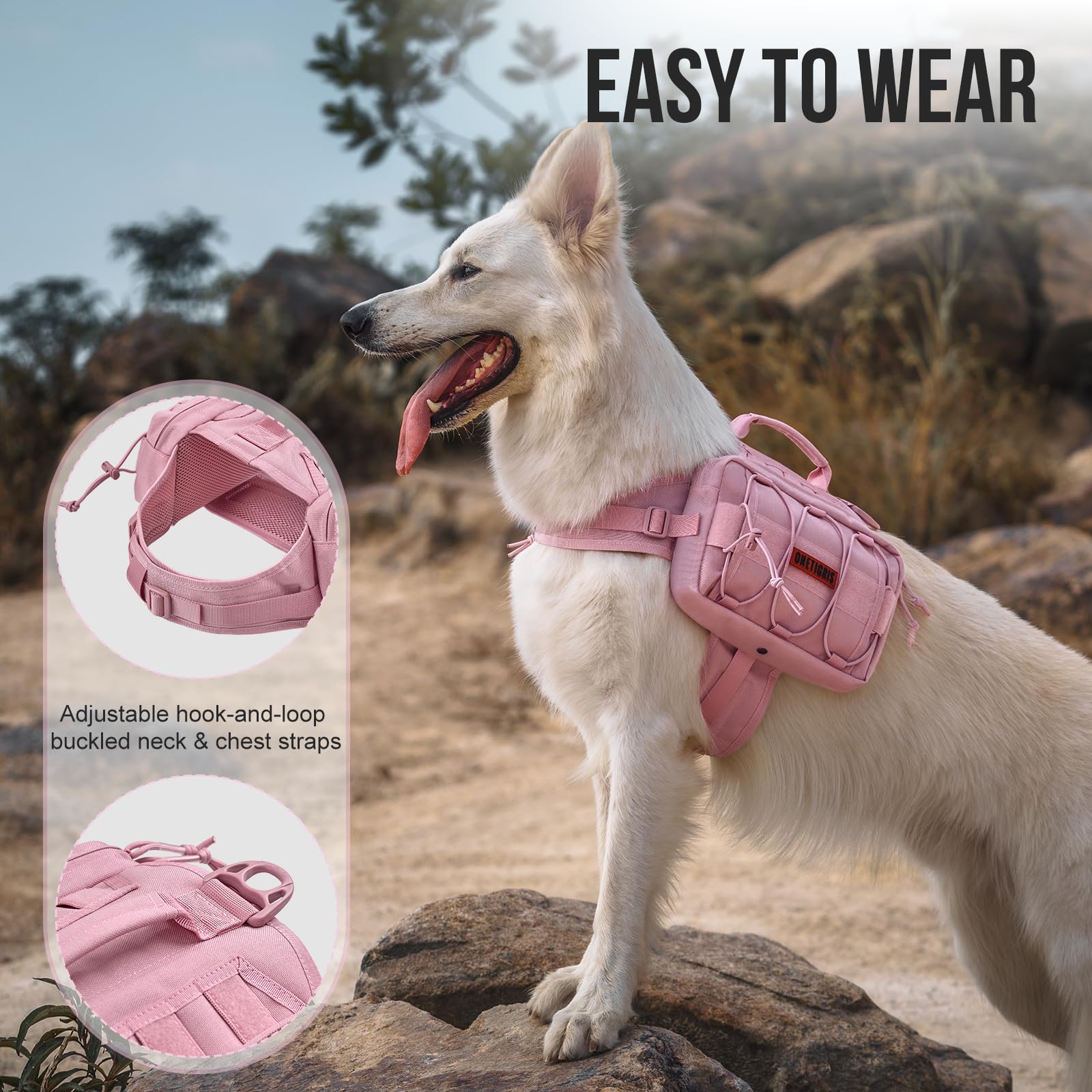 OneTigris Mammoth Dog Pack adjustable straps ensure a comfortable fit