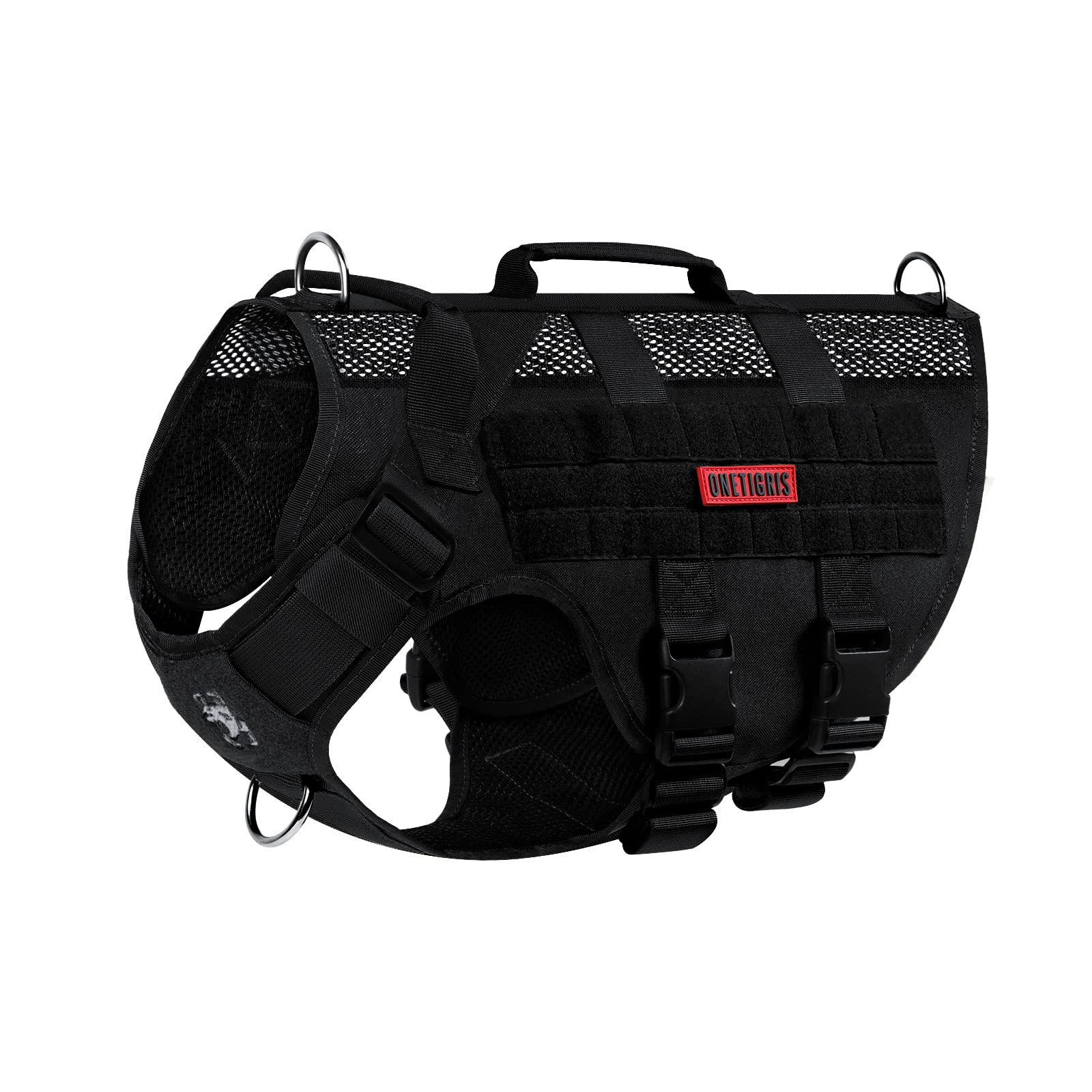 OneTigris No Pull harness front view with D-ring and breathable mesh for controlled walking