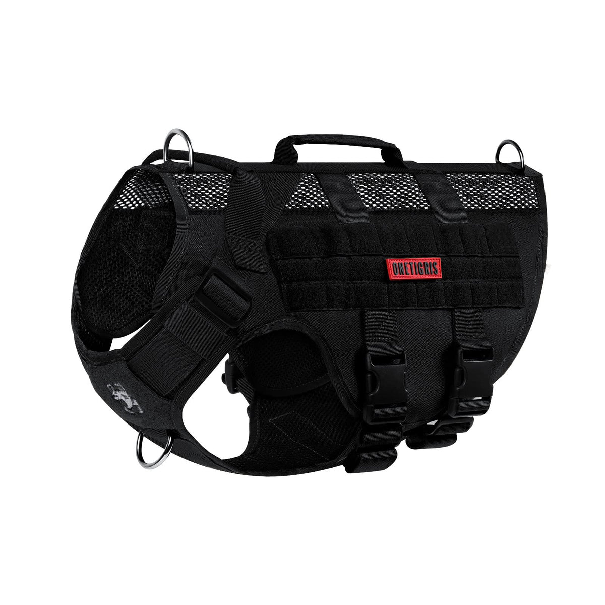 OneTigris No Pull harness front view with D-ring and breathable mesh for controlled walking