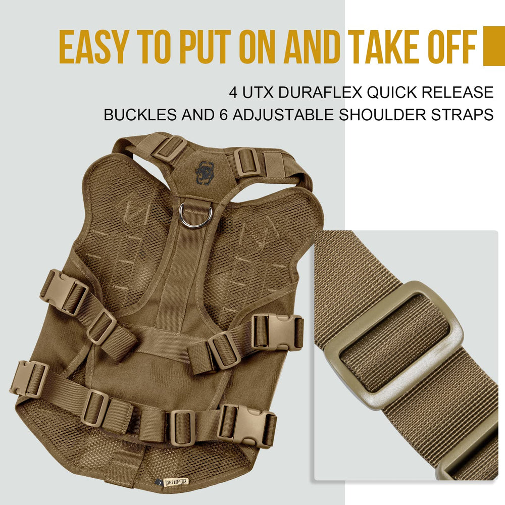 OneTigris No Pull harness back strap for easy in and out of car.