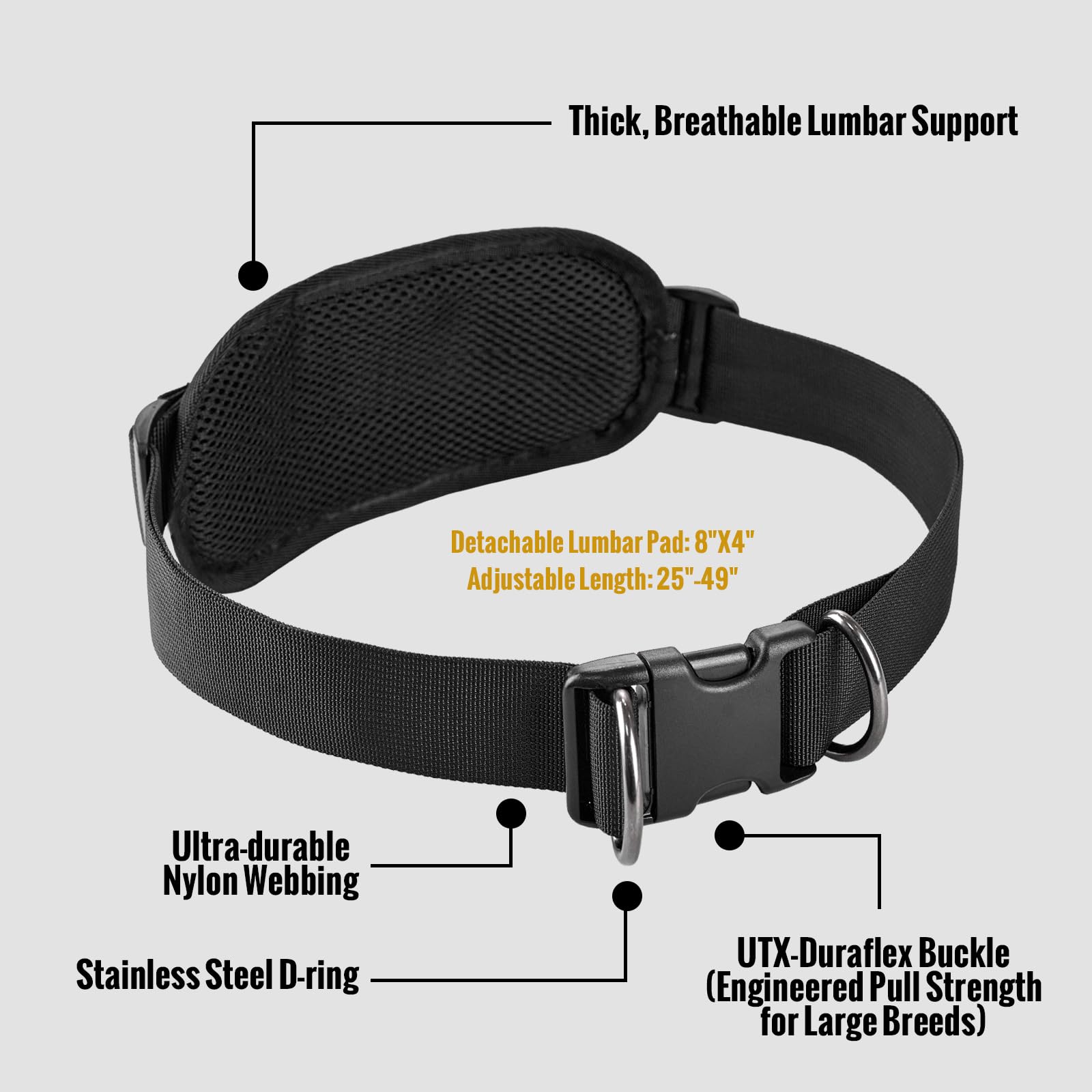 ONETIGRIS shock absorbing bungee leash smooths sudden pulls for better control.
