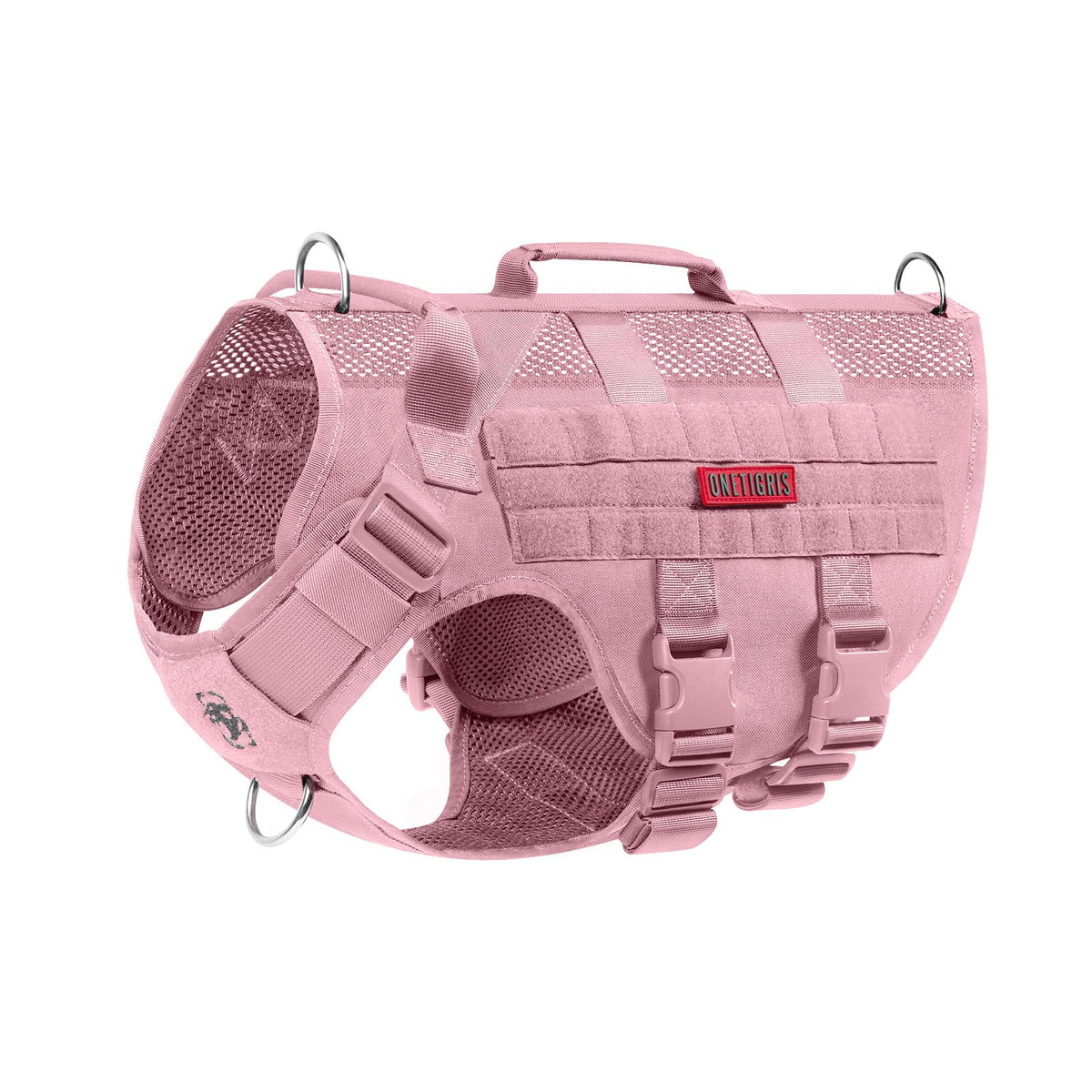 OneTigris small dog harness pink front view emphasizes breathable mesh for comfort