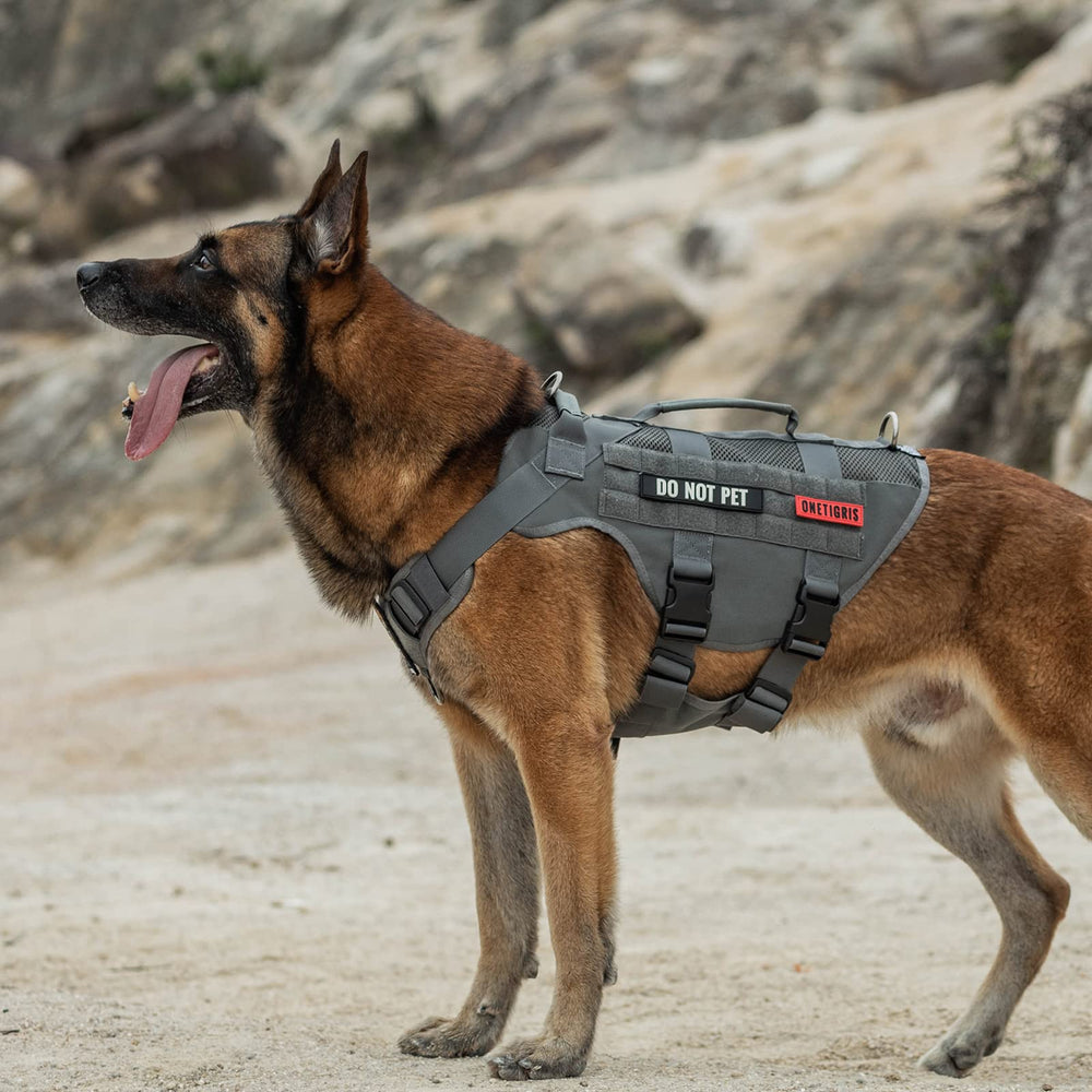 Onetigris tactical dog harness adjustable straps ensure a secure fit.