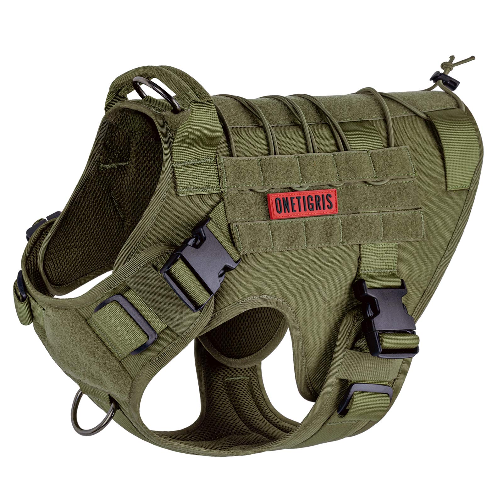 OneTigris tactical dog harness with front clip for secure walks.