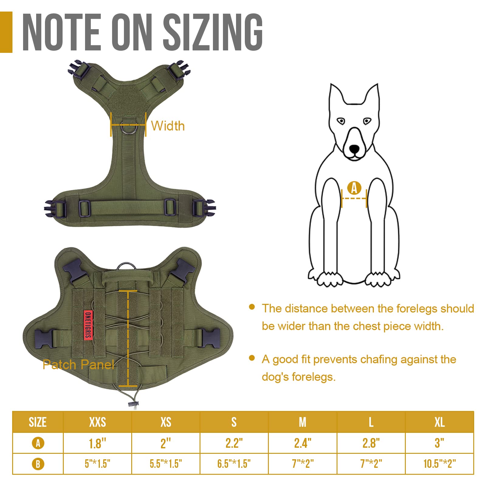 OneTigris tactical dog harness front leash D-ring for secure front attachment on walks.