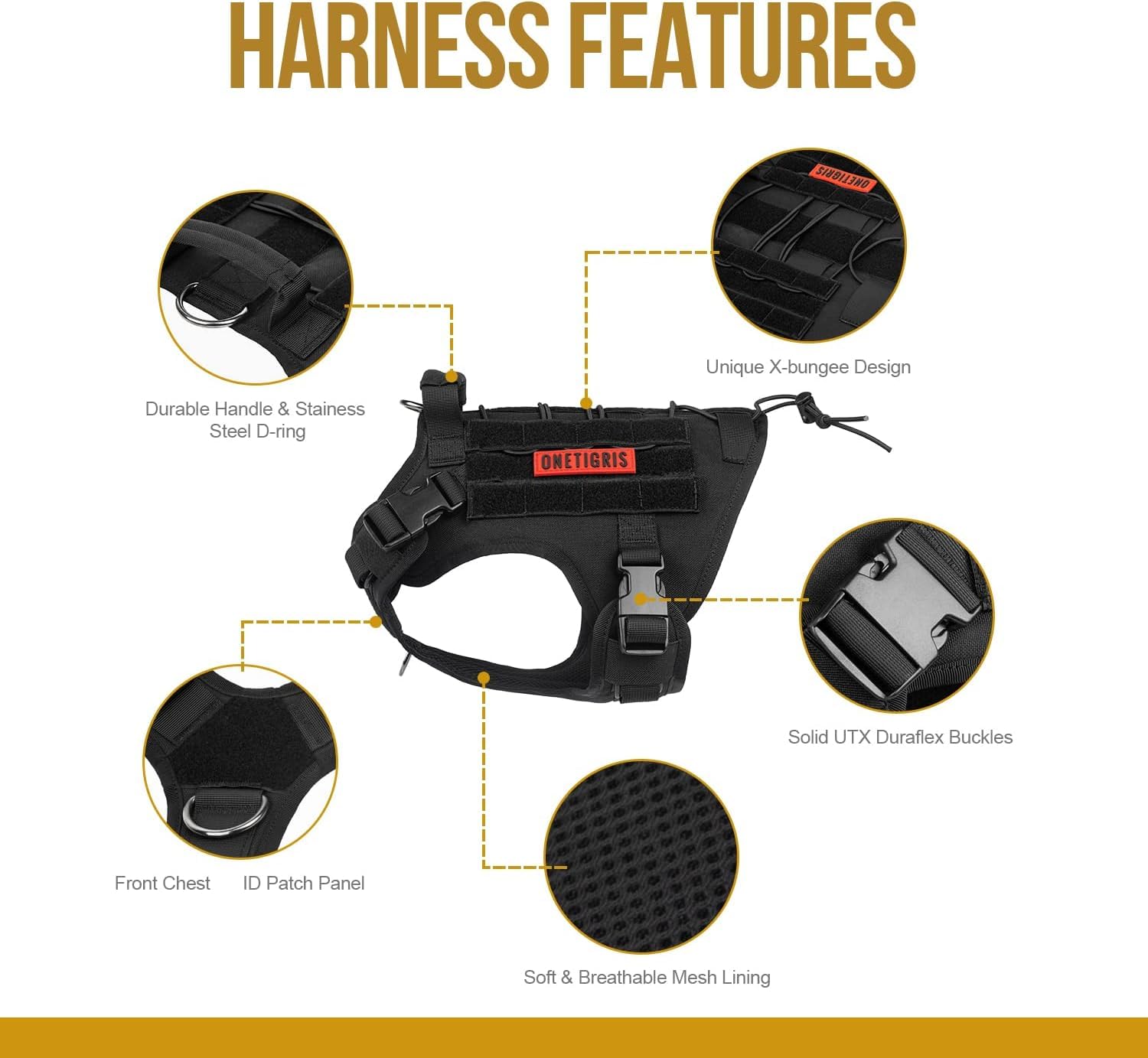 Front V-ring leash attachment supports versatile leash options.