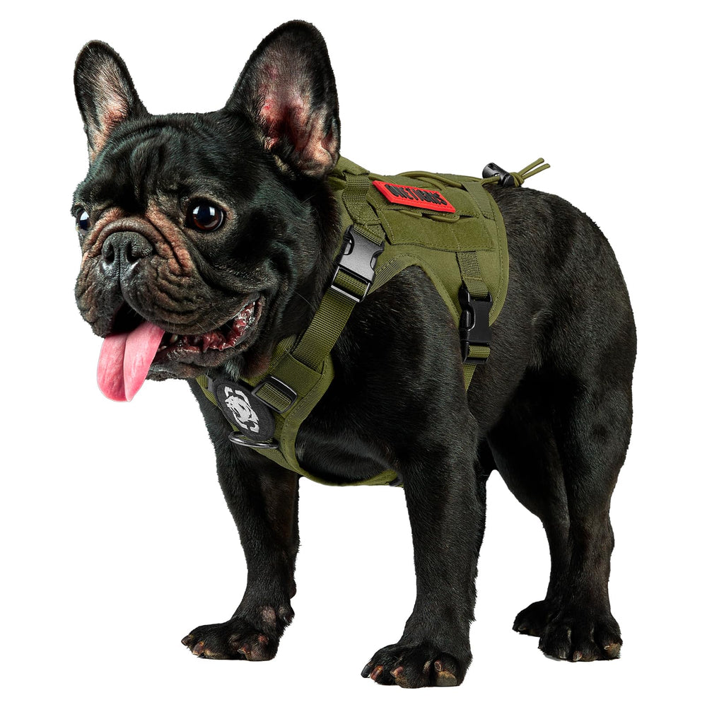 OneTigris tactical dog harness front view with no-pull design for comfortable walks