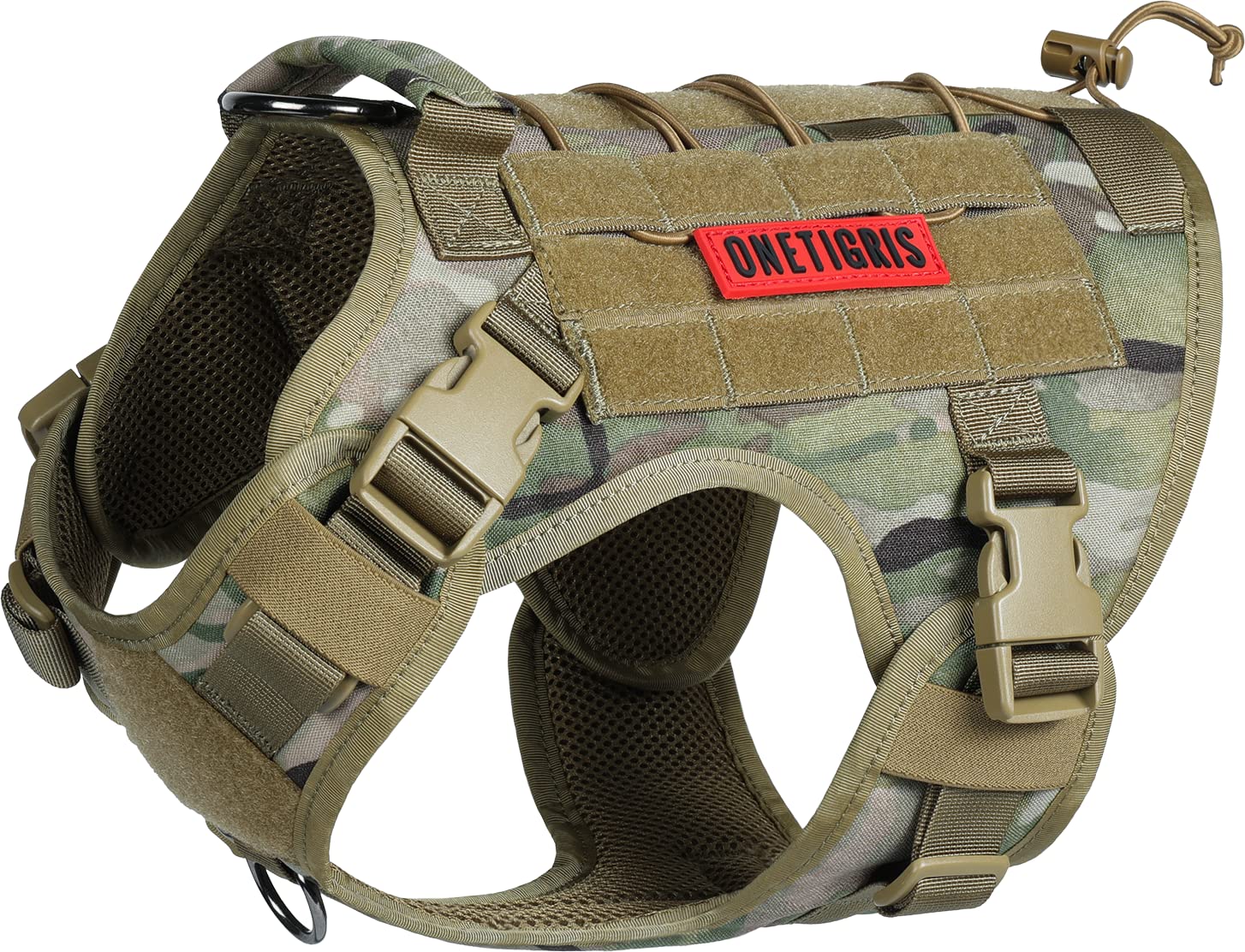 OneTigris tactical dog harness with top handle for secure control on hikes.