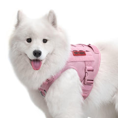 OneTigris pink tactical dog harness front view for walking comfort