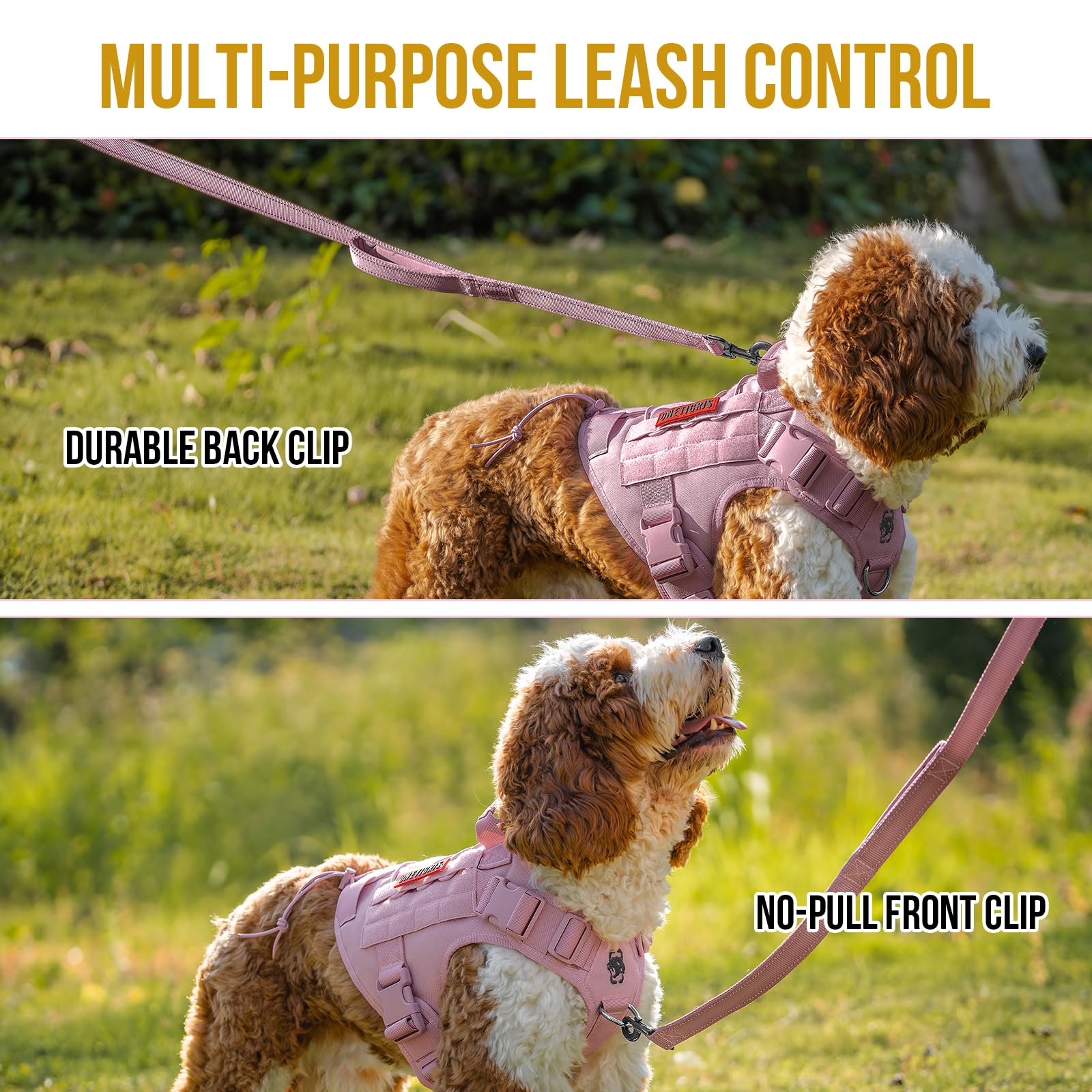 onetigris pink L harness with front leash attachment