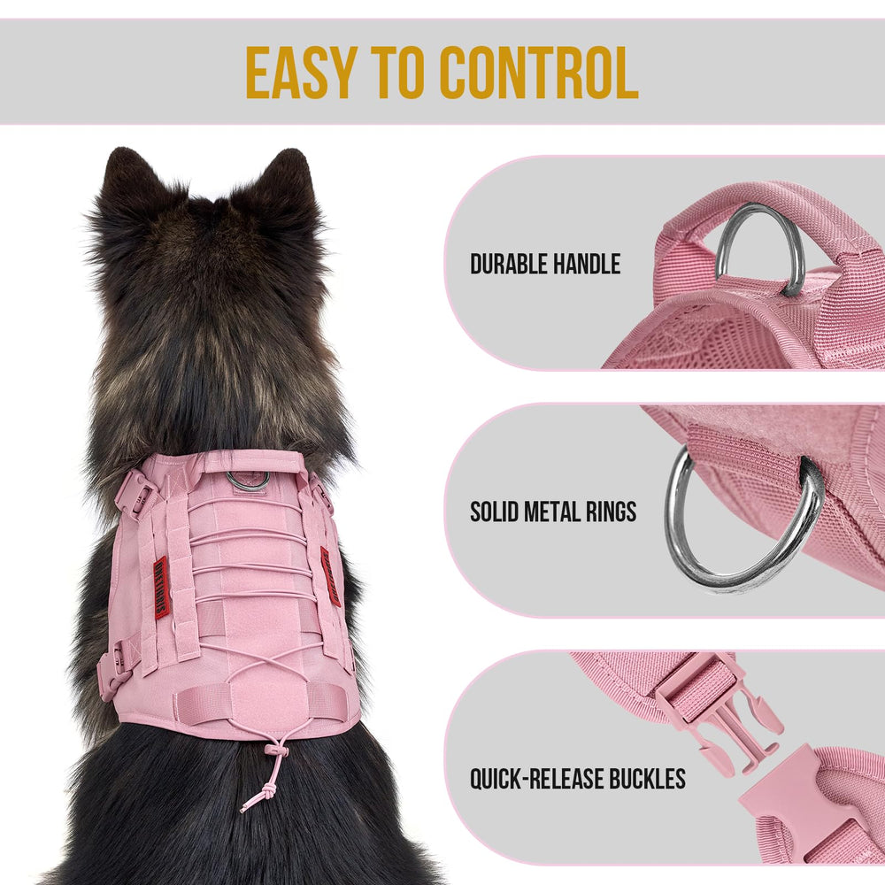 onetigris pink XS harness front view with adjustable fit