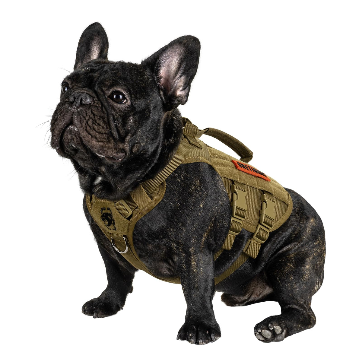 OneTigris tactical dog harness for small dogs, front view with breathable mesh for comfort