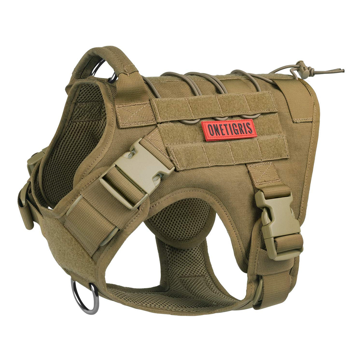 ONETIGRIS tactical dog training vest close-up showing no-pull design for easier daily walks.