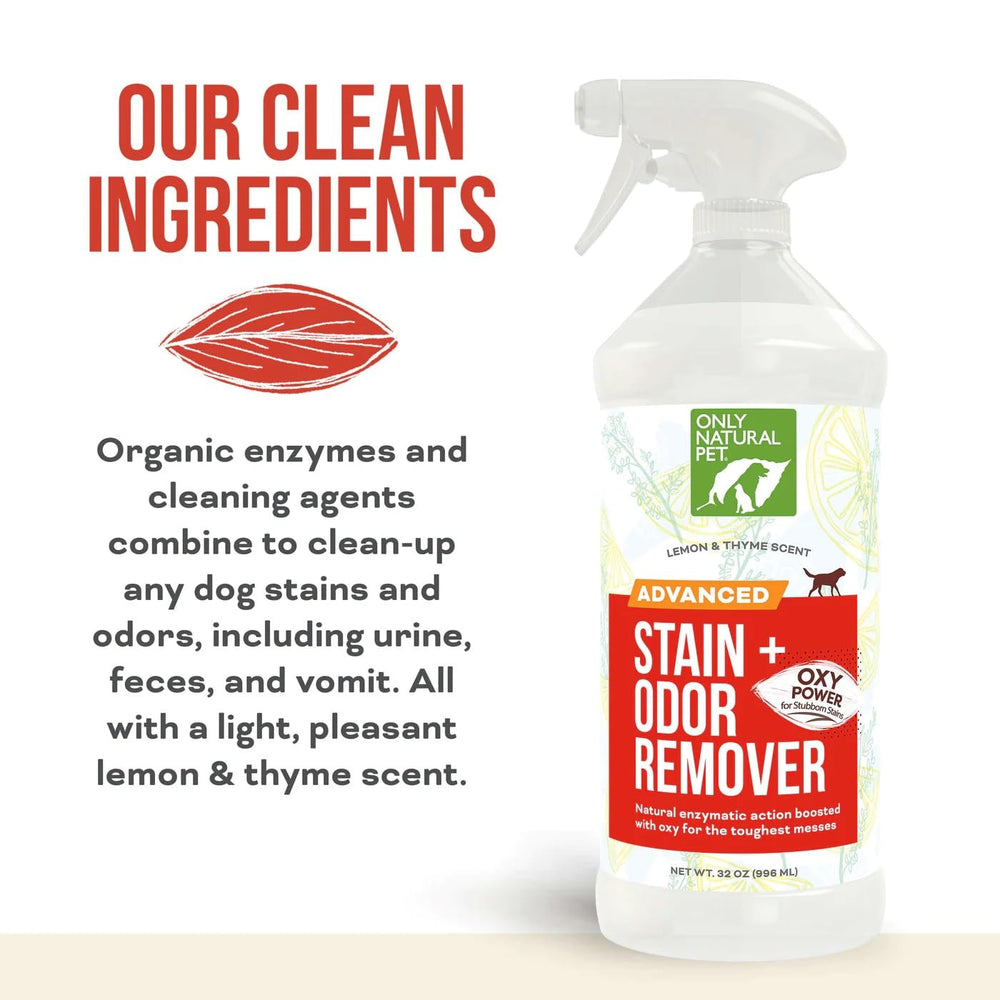 Only Natural Pet Advanced Dog Stain Odor Remover fabric-safe image, ideal for carpet and upholstery.