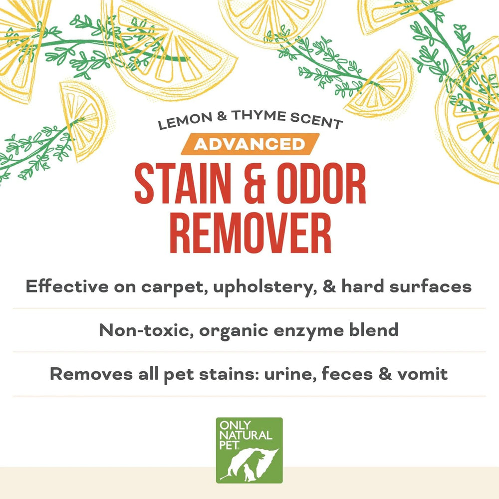 Only Natural Pet Advanced Dog Stain Odor Remover lemon-thyme scent, freshening the room.