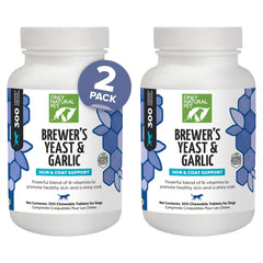 Only Natural Pet Brewer's Yeast & Garlic chewables bottle showing natural flea deterrent for dogs.