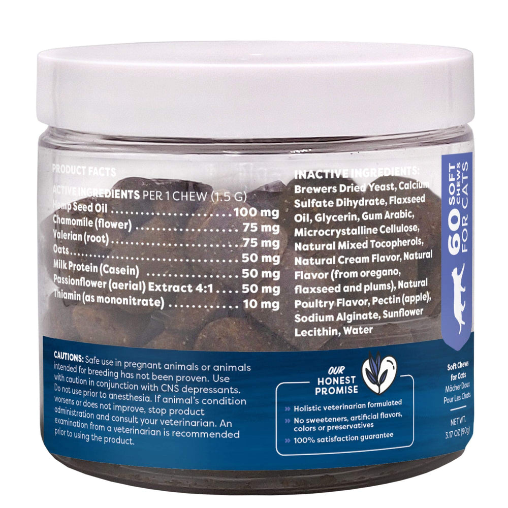 Ingredients panel highlights chamomile and valerian in the calming blend