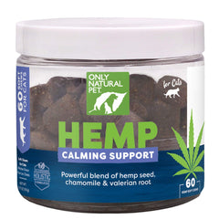 Only Natural Pet Calming Soft Chews packaging promotes stress relief for cats