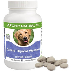 Only Natural Pet Canine Thyroid Wellness chew bottle—supports daily vitality and easy dosing.