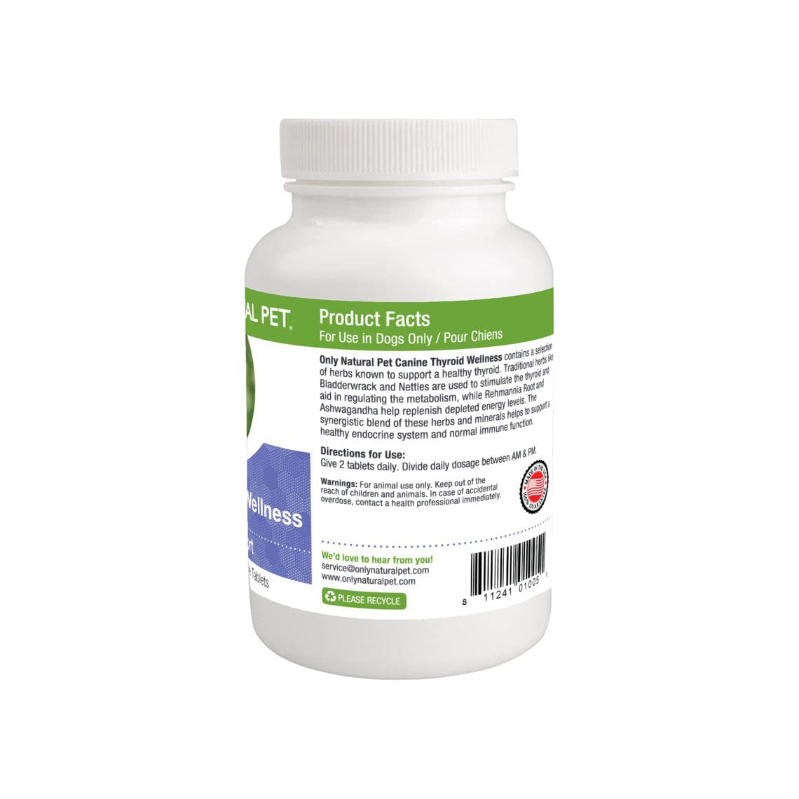 Only Natural Pet Canine Thyroid Wellness tablets closeup—easy-to-take chews for consistent daily use.