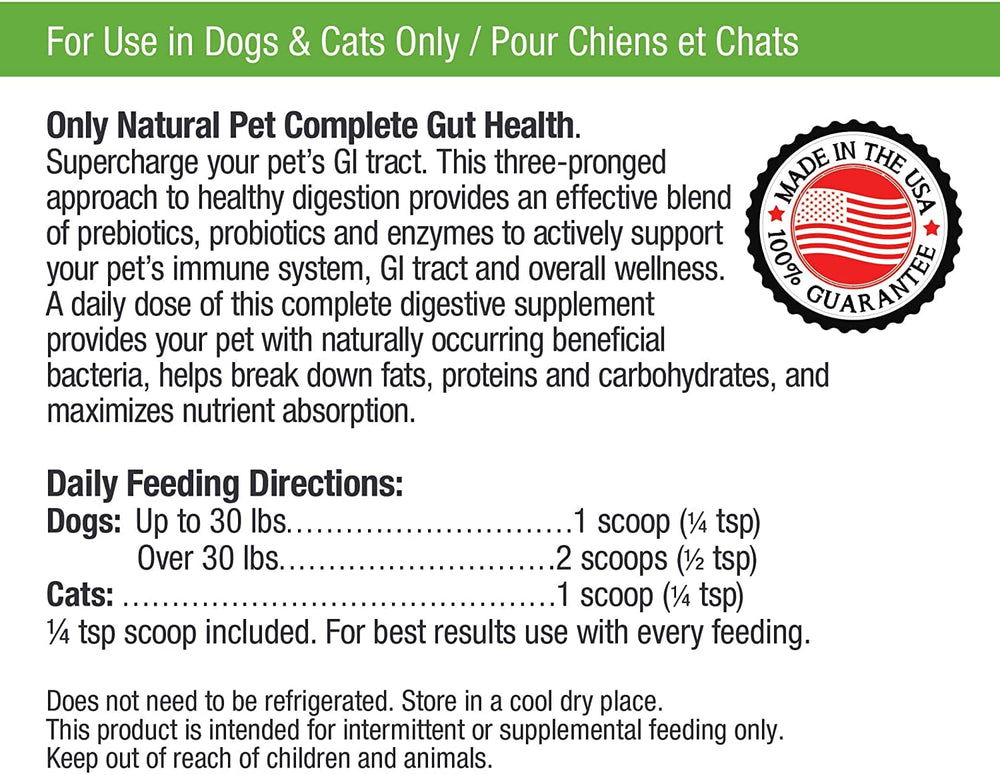 Only Natural Pet Complete Gut Health Complex proudly made in the USA