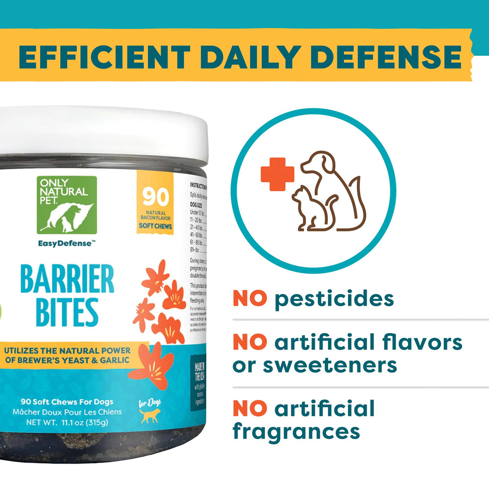 Only Natural Pet EasyDefense Barrier Bites box on kitchen counter ready for daily use.