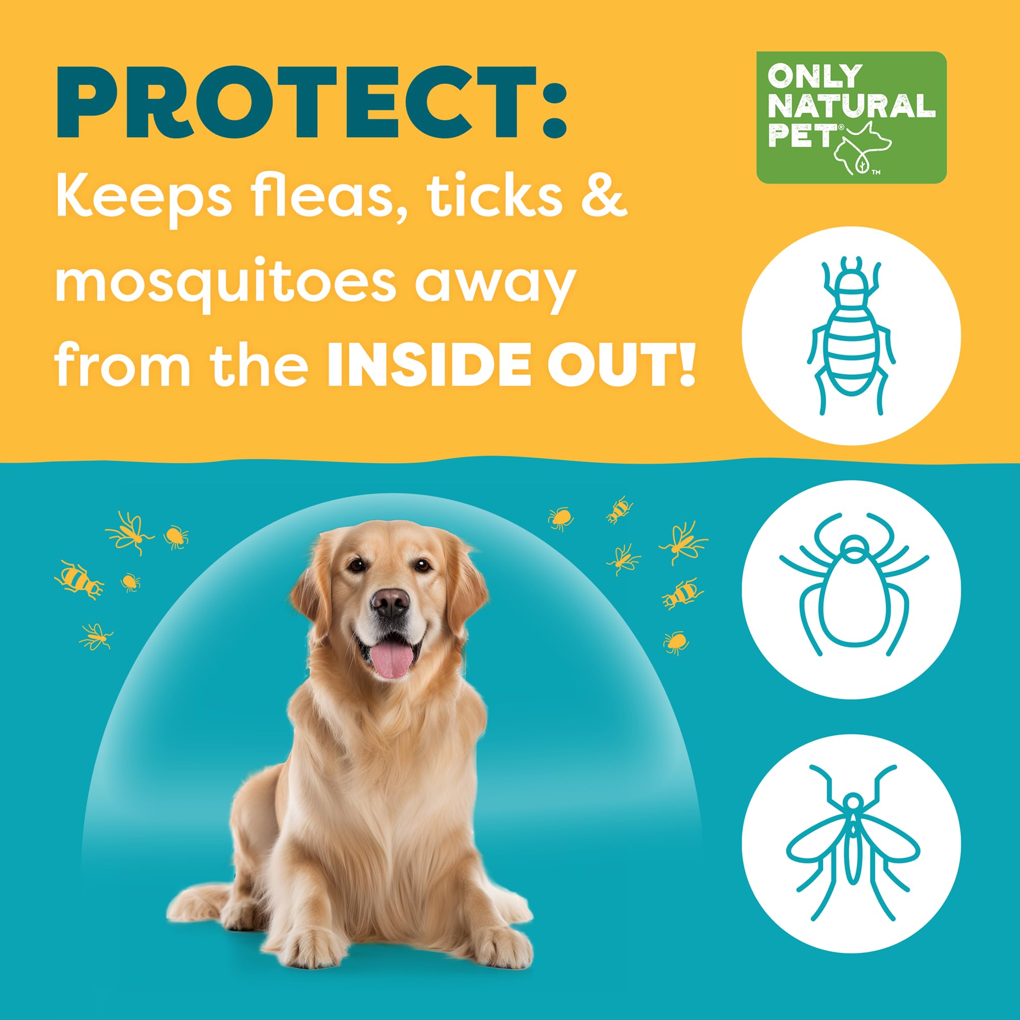 Only Natural Pet EasyDefense Barrier Bites ingredients highlight garlic and yeast for skin and coat support.