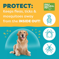 Only Natural Pet EasyDefense Barrier Bites ingredients highlight garlic and yeast for skin and coat support.