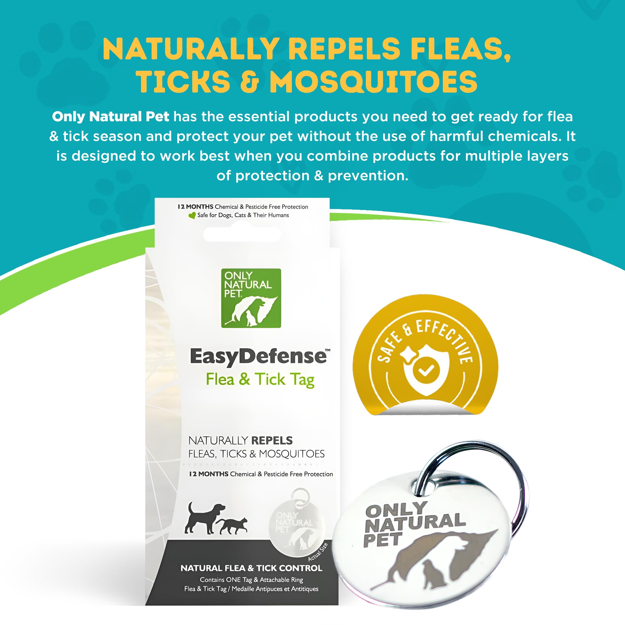 Only Natural Pet EasyDefense Tag dog clip-attachment in action for effortless collar updates