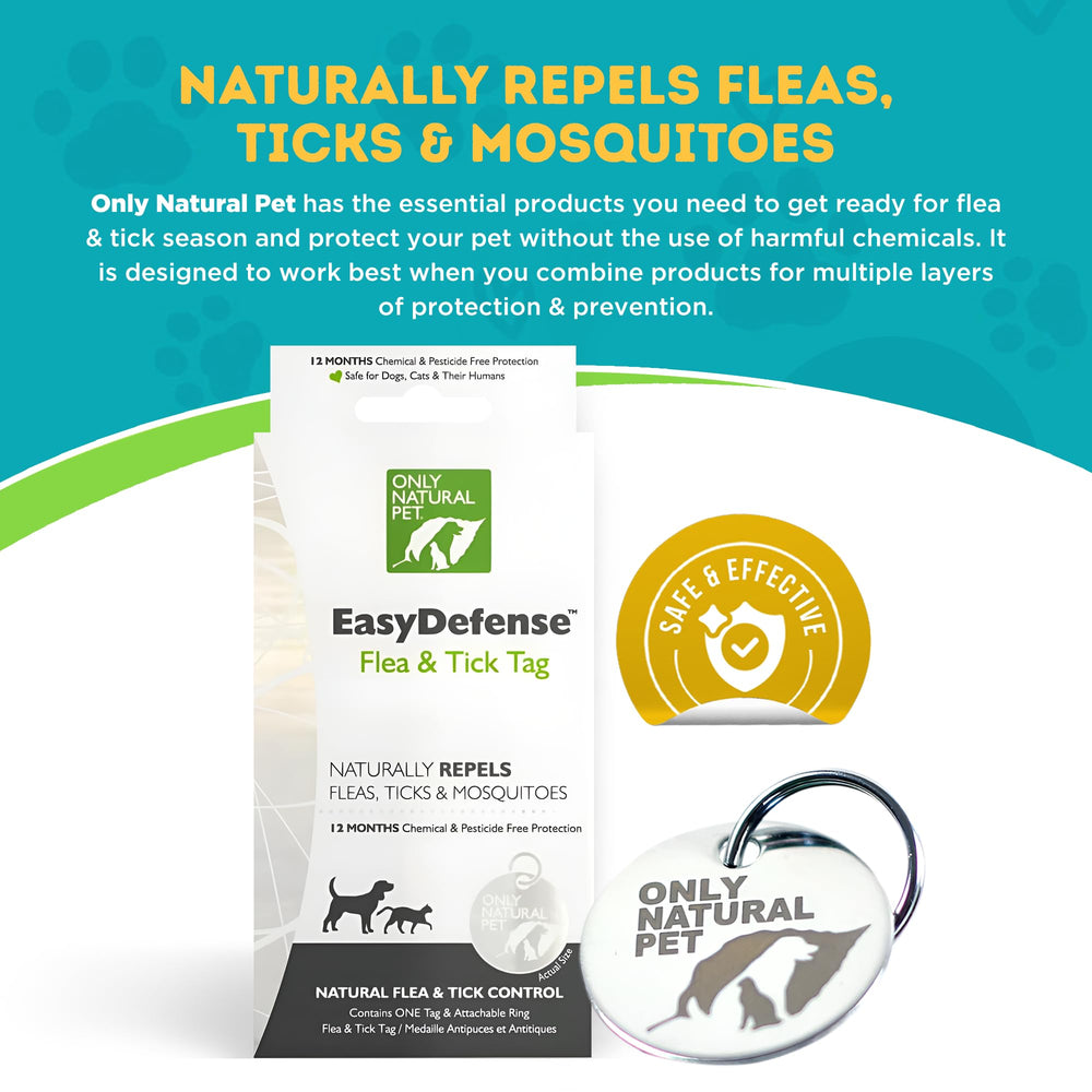 Only Natural Pet EasyDefense Tag dog clip-attachment in action for effortless collar updates