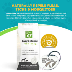 Only Natural Pet EasyDefense Tag dog clip-attachment in action for effortless collar updates
