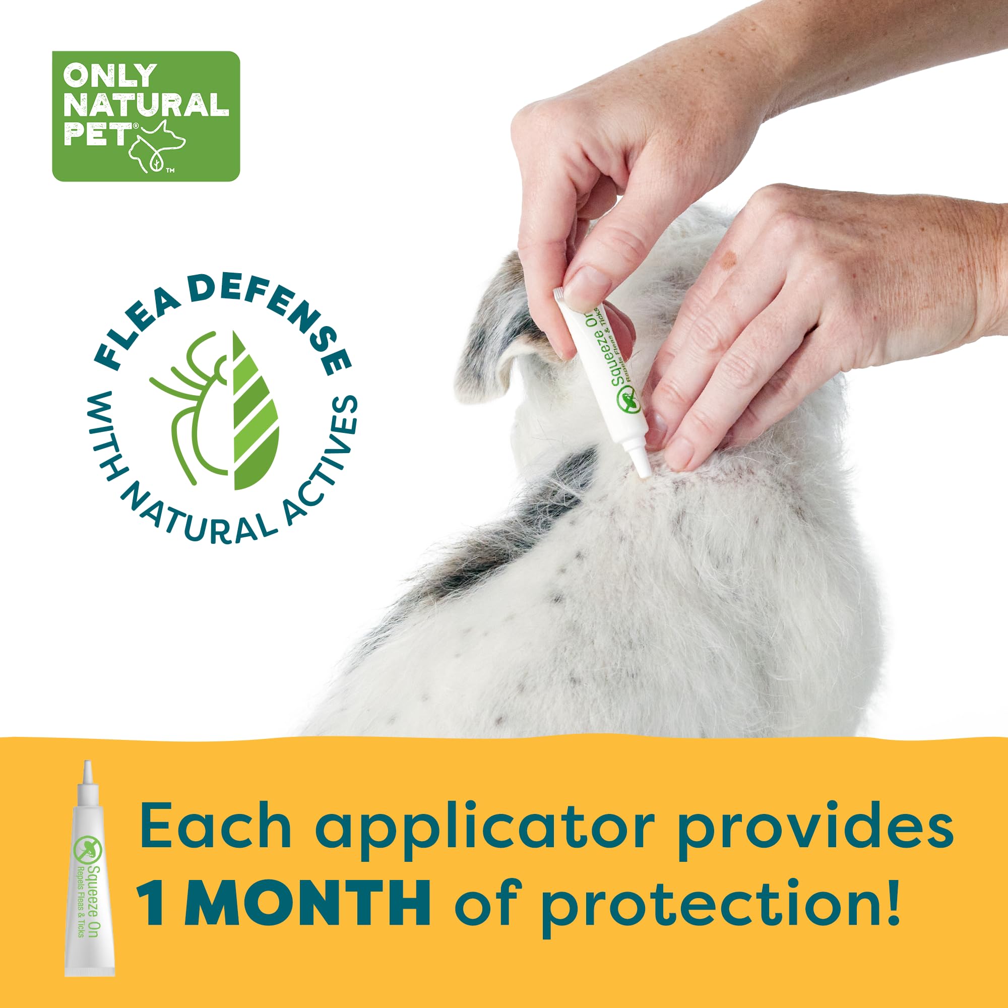 Product box and label emphasize natural, plant-based flea and tick control.