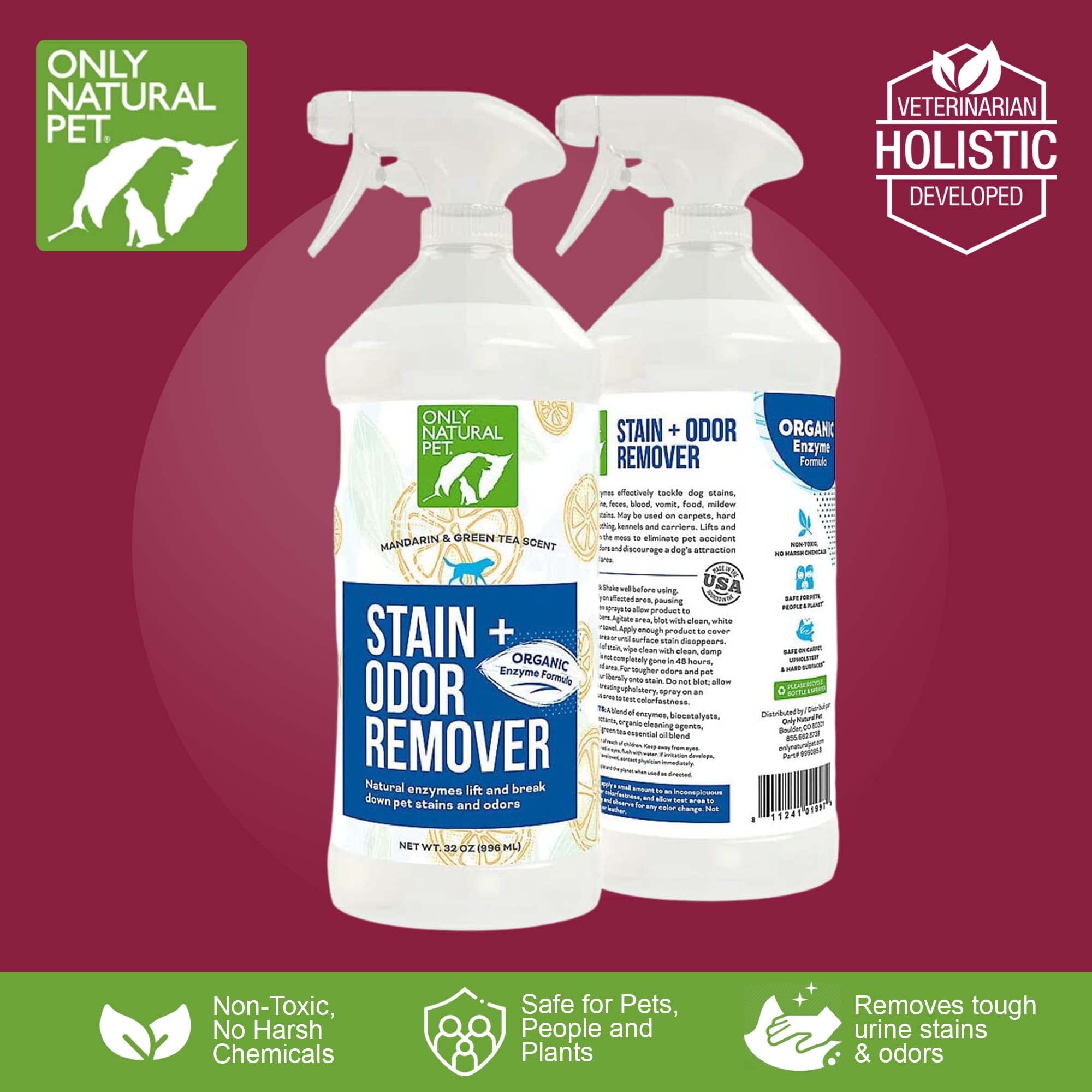 Only Natural Pet enzyme cleaning on wood floor shows safe surface refresh.