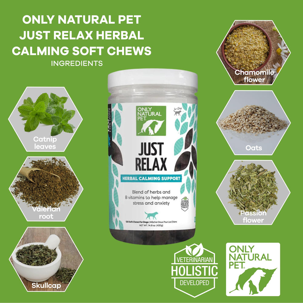 Closeup of Just Relax bacon flavored chews for dogs; soft texture supports gentle relaxation.