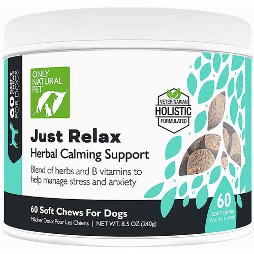 Only Natural Pet Just Relax bacon soft-chews bottle for daily calm
