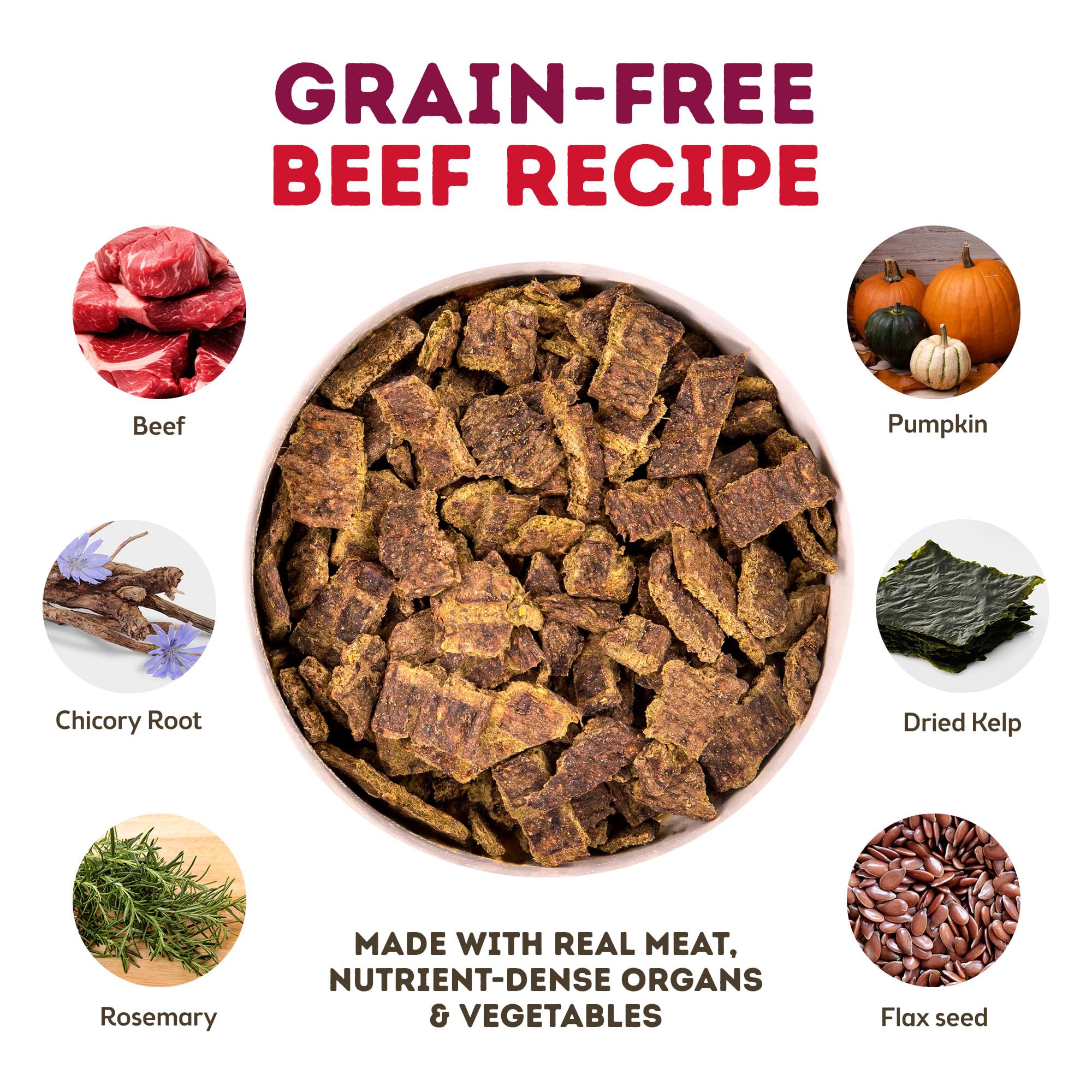 MaxMeat beef pieces close-up showing real meat protein and texture.