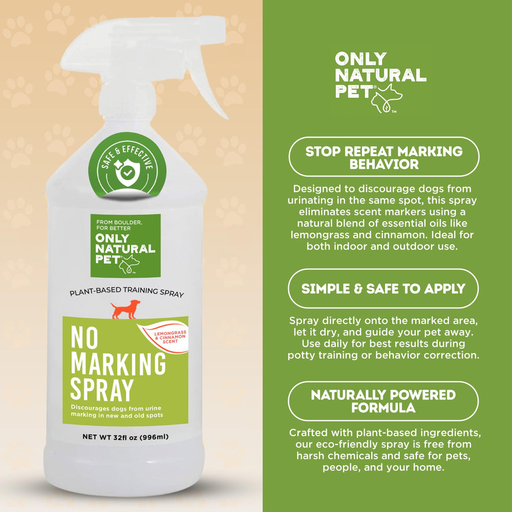 Only Natural Pet No Marking Deterrent Spray on carpet helps deter peeing.