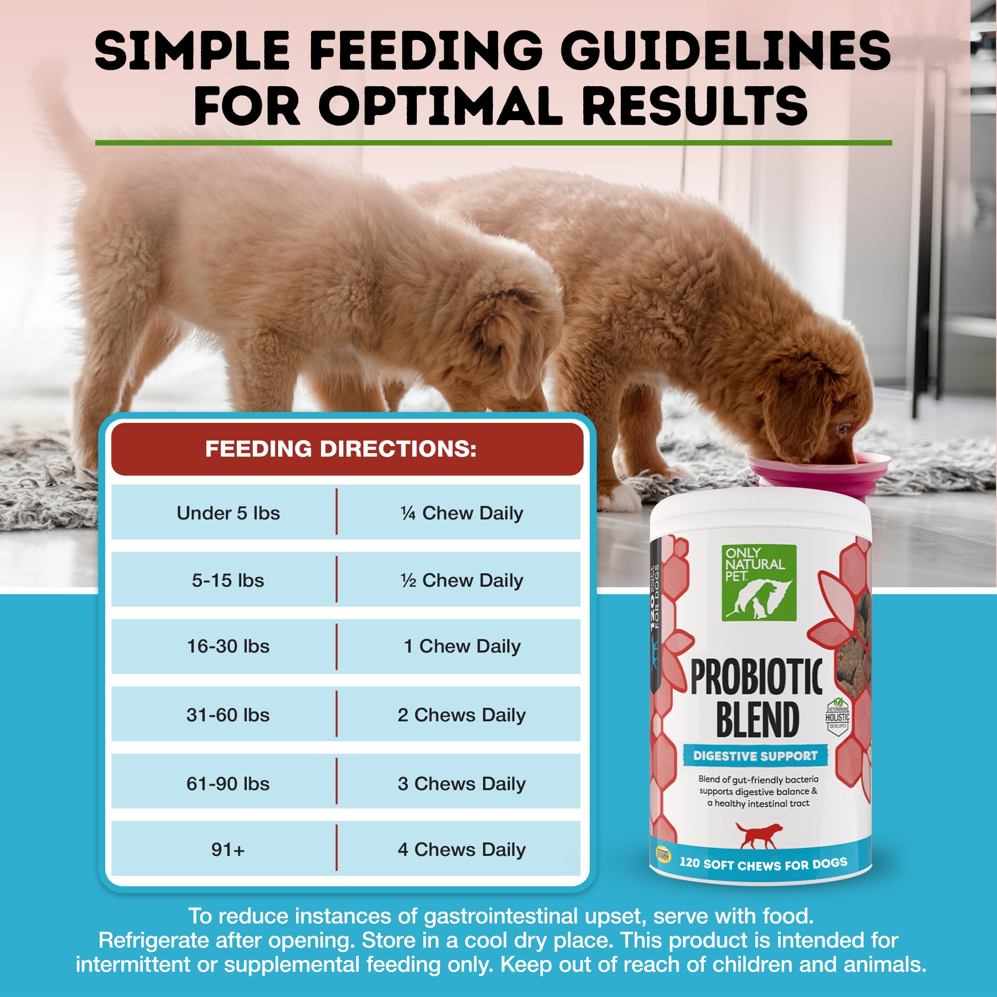120-count packaging of Only Natural Pet probiotic for households with multiple pets