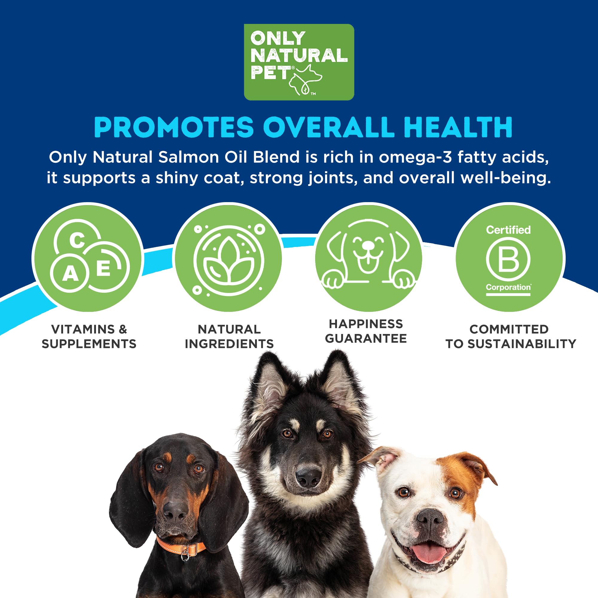 Only Natural Pet Wild Alaskan Salmon Oil coat gloss closeup hints at a healthier shine.