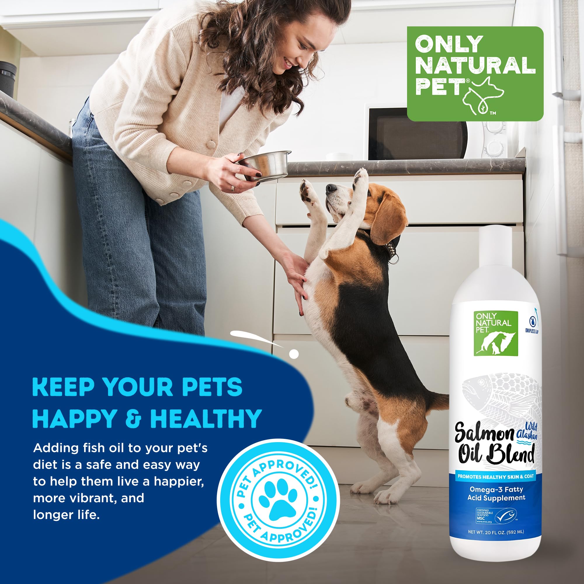 Only Natural Pet Wild Alaskan Salmon Oil joint support suggests improved mobility.