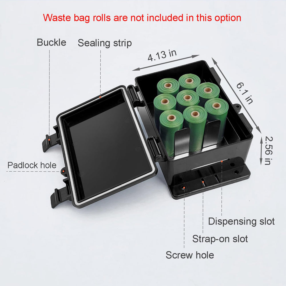 Onybte black outdoor poop bag station ready for mounting