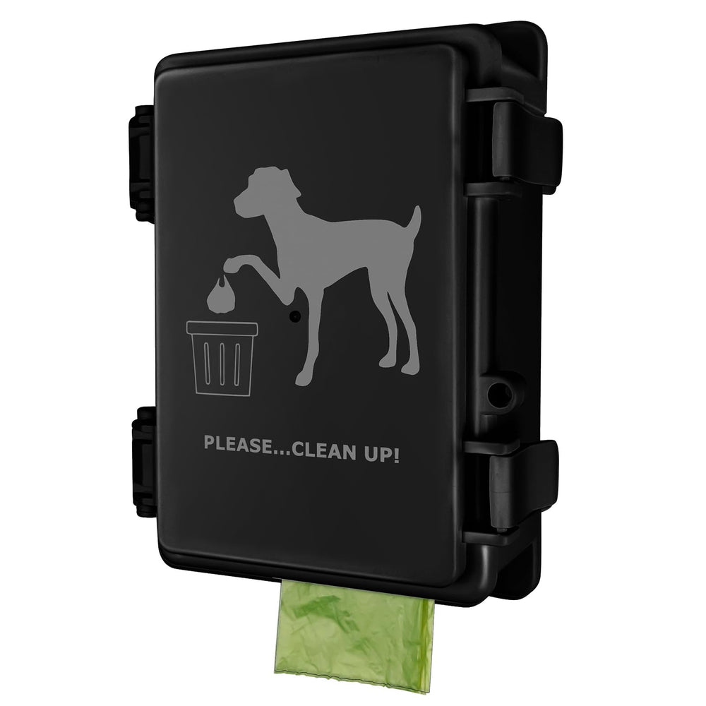 Onybte wall-mounted dog poop bag dispenser in black for outdoor use
