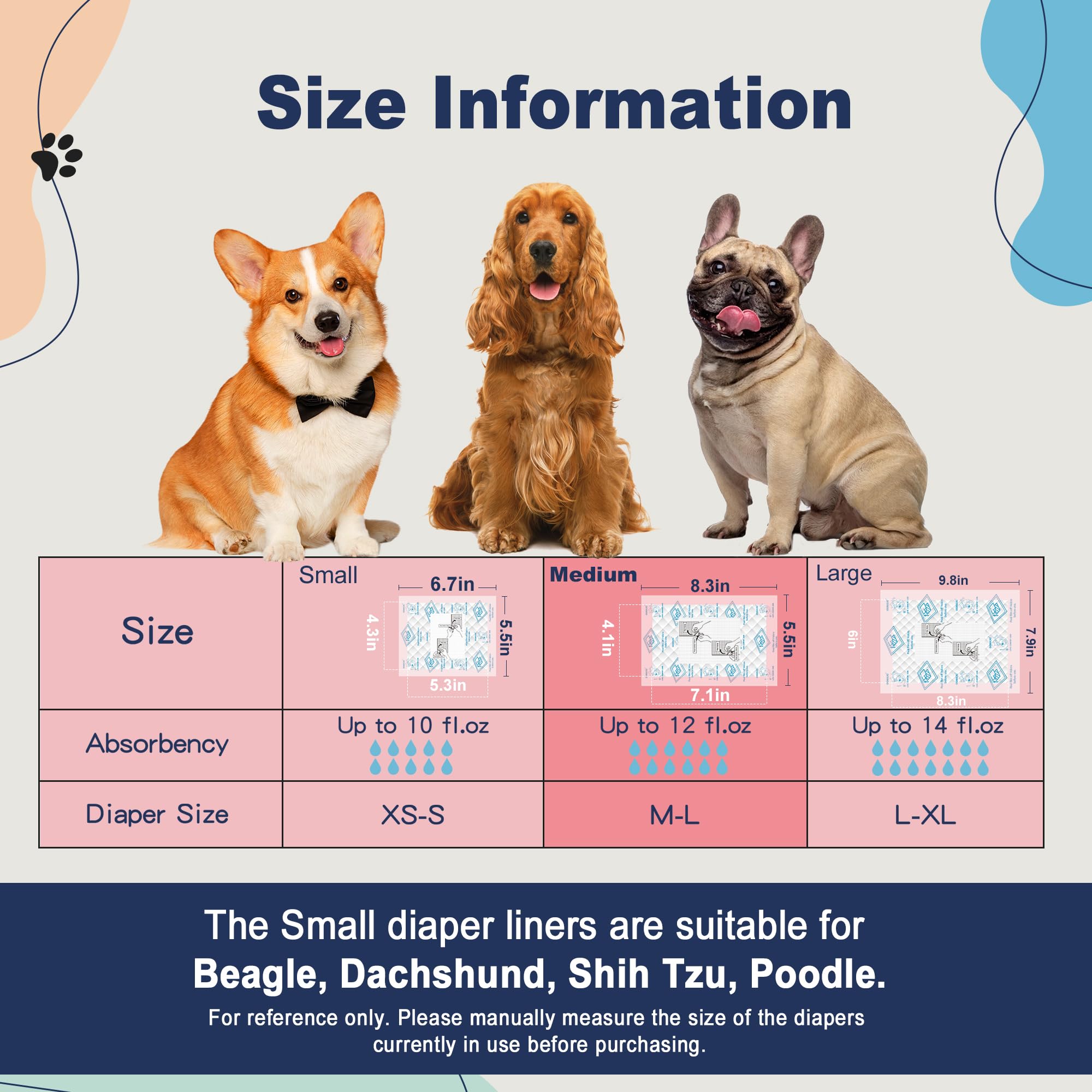 OOMICAT dog diaper liners with hook-and-loop fasteners for secure, stay-in-place fit.
